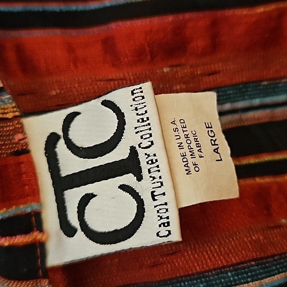 VTG CAROL TURNER Red Striped Lightweight Linen Button Down Shacket Shirt - Picture 7 of 8